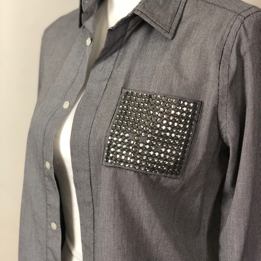 💖Haute Hippie Button Down Shirt w crystal pocket
